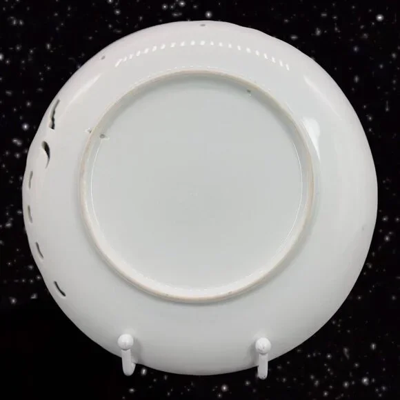 Antique Hand Painted Plate Dish Fine Porcelain Painted Purple Flowers Signed MLN Accents